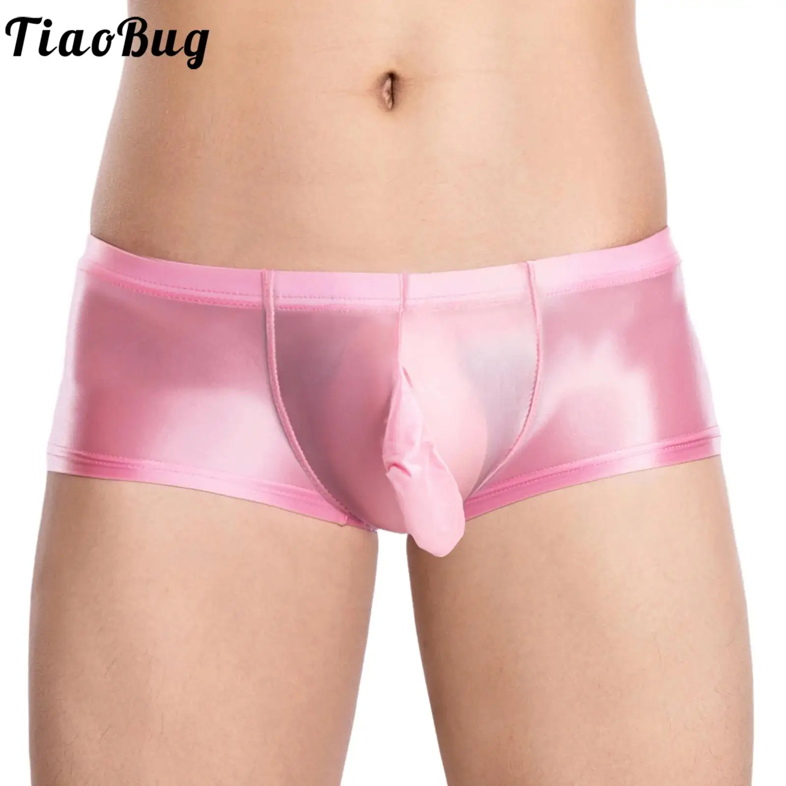 

Розовые трусы-боксеры для взрослых и мужчин, глянцевые тонкие прозрачные сетчатые шорты-боксеры с низкой посадкой, нижнее белье, трусы для сна, свидание, ночь