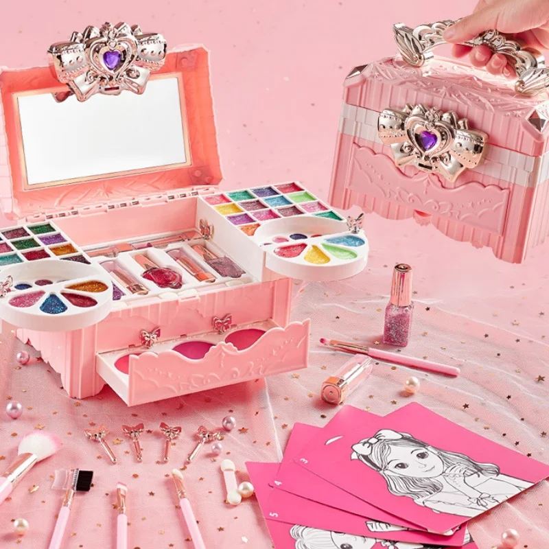 Confezione regalo per trucco cosmetico per ragazza Set di giocattoli per bambini Giocano a casa Set di bellezza essenziale per regali di Natale e Capodanno per ragazze delicate