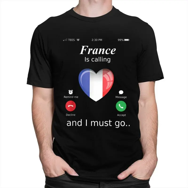 فرنسا تدعو ويجب أن أذهب تي شيرت للرجال التي شيرت موضة هدية عيد الحب تي شيرت علم فرنسا #2
