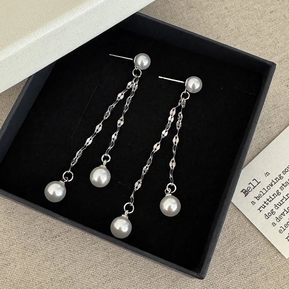 

Fashion Long Tassel Chain Drop Earrings for Women Light Luxury Elegant Pearl Pendant Earrings Wedding Party Jewelry