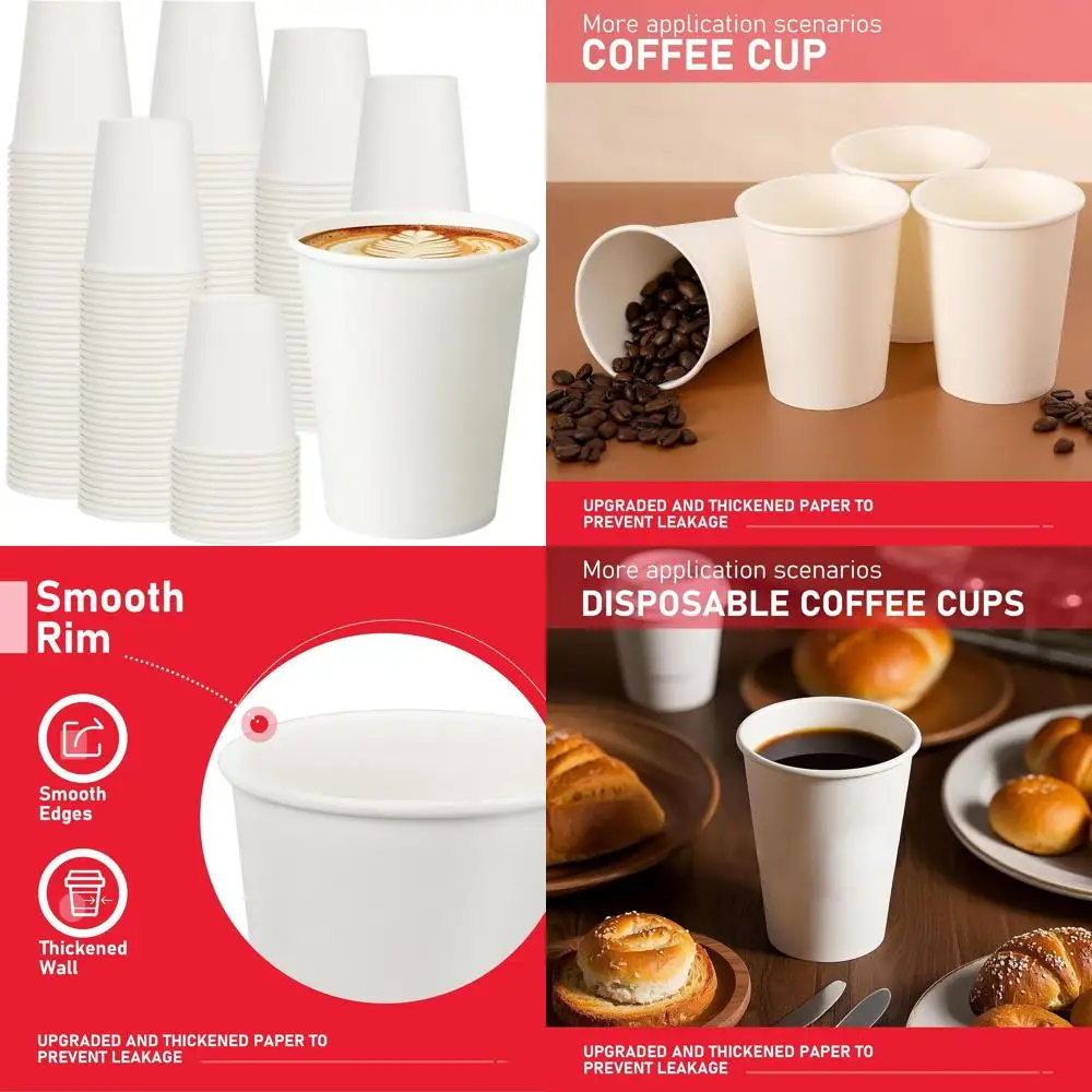 

1000 Pack 8 oz Disposable Cups, White Paper Cups for Hot/Cold Drinks, Ideal for Office, Parties, and Home Use