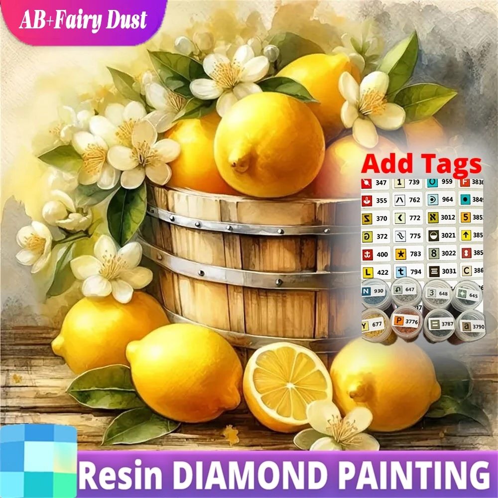 Resin AB Fairy Dust Diamond Painting Lemon Fruit New Arrival Pattern For Adults Beginners Mosaic Flower DIY Unique Gift