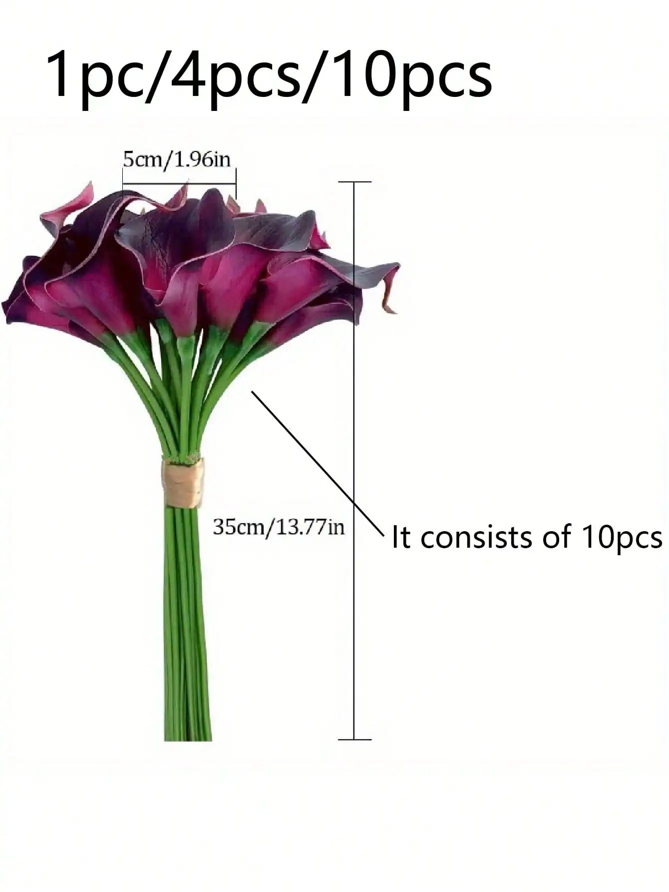 1pc/4pcs/10pcs-Artificial Calla Lily Flowrer, fake Flower Bouquet Suitable For Edding Party Garden Decor, Real Touch Faux Flower