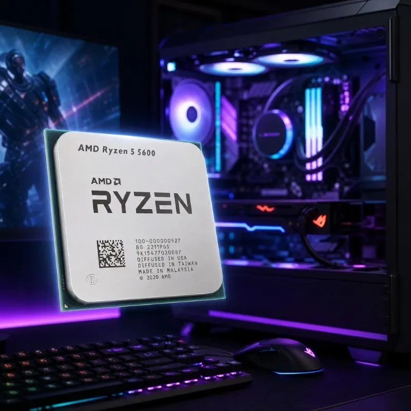 AMD Ryzen 5 5600 Desktop CPU 6 Cores 12 Threads 3.5GHz Base Up to 4.4GHz Max Boost AM4 Socket Computer Processor