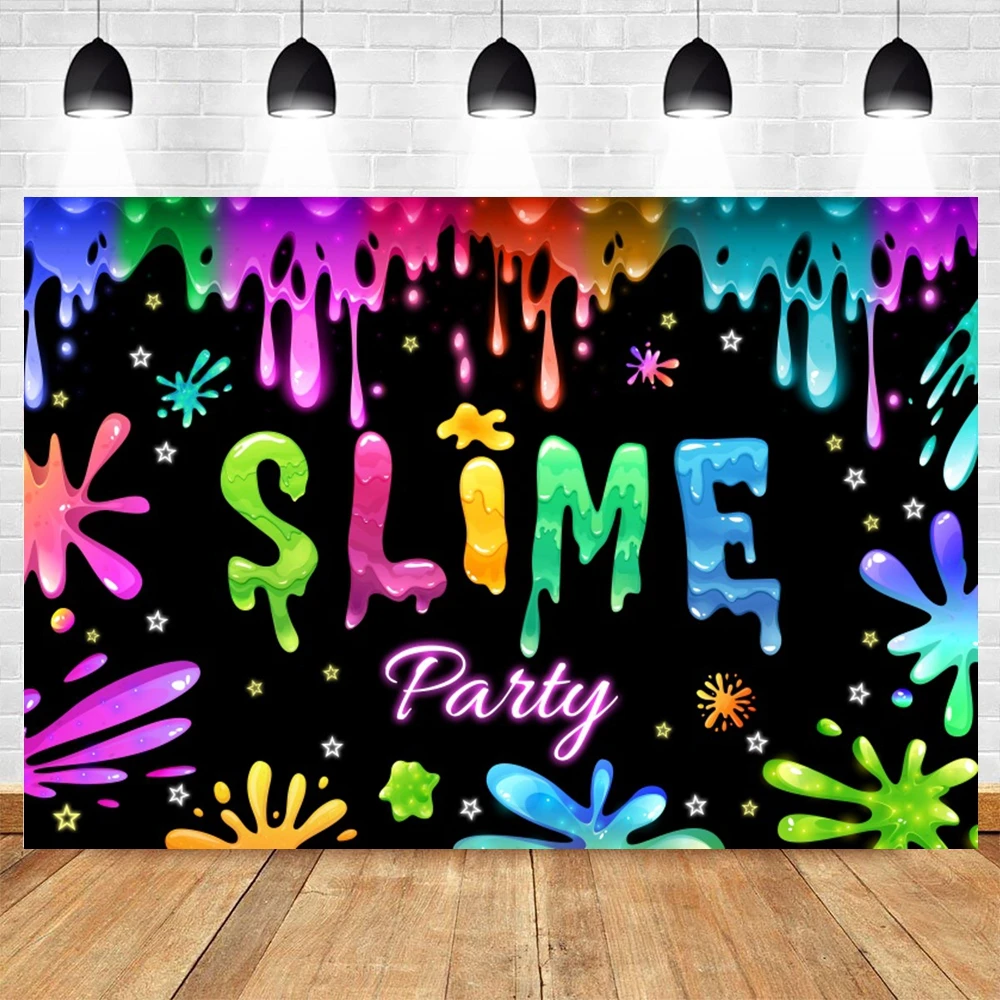 Let\'s Paint Theme Slime Party Photography Backdrop Watercolor Graffiti Kid Artist Birthday Party  Art Painting Photo Backgrounds