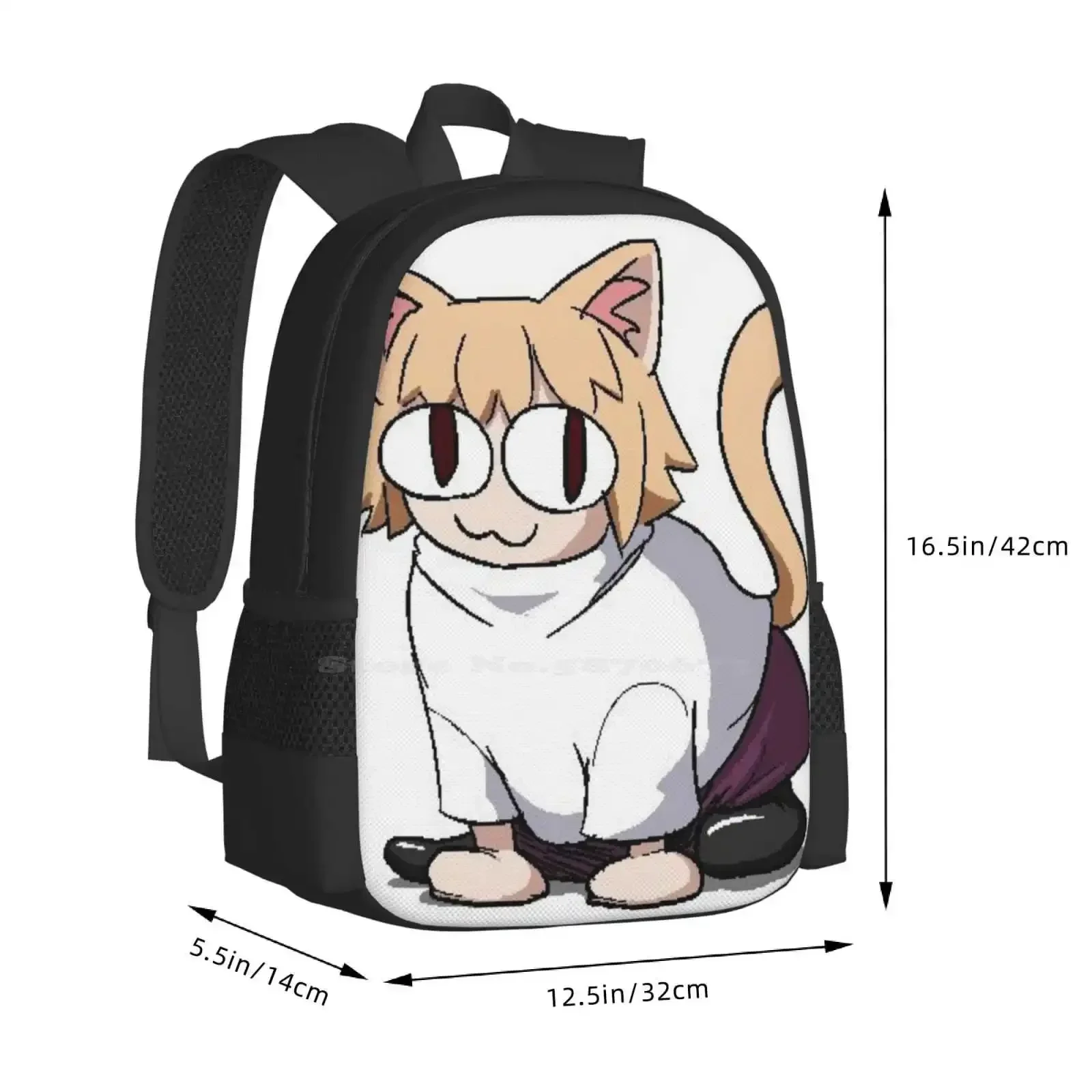 Neco Arc Cat Mochila com design de impressão 3D Bolsa de estudante Neco Arc Neko Arc Cat Fate Tsukihime Mochila unissex de grande capacidade