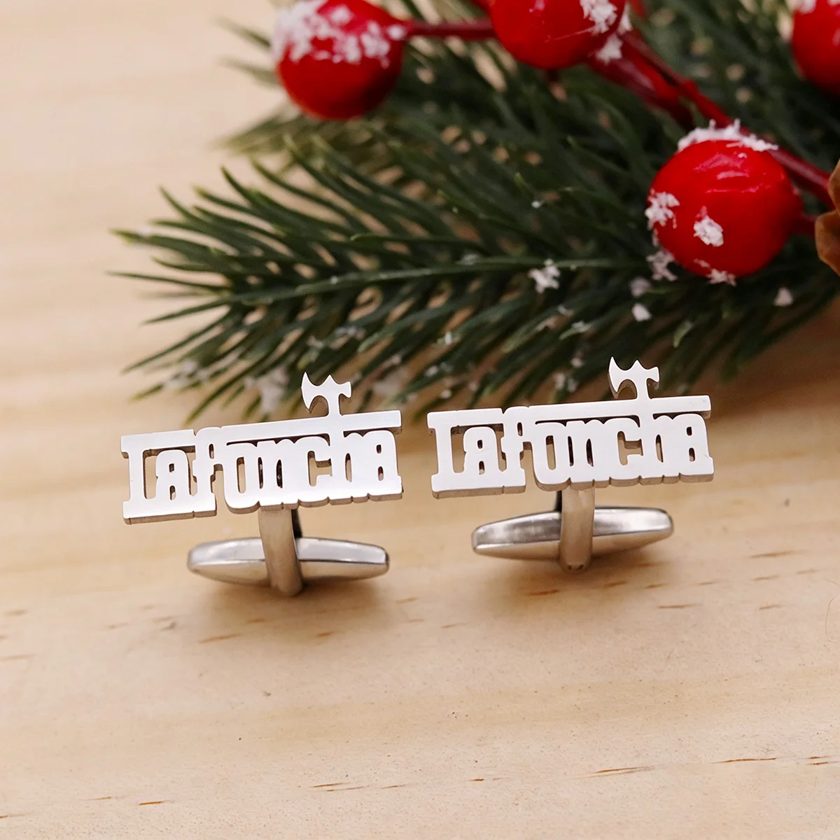 Custom Axe Pattern Cufflinks for Men Personalized Bold Block Style Name Cufflinks in Stainless Steel Exclusive Wedding Holiday