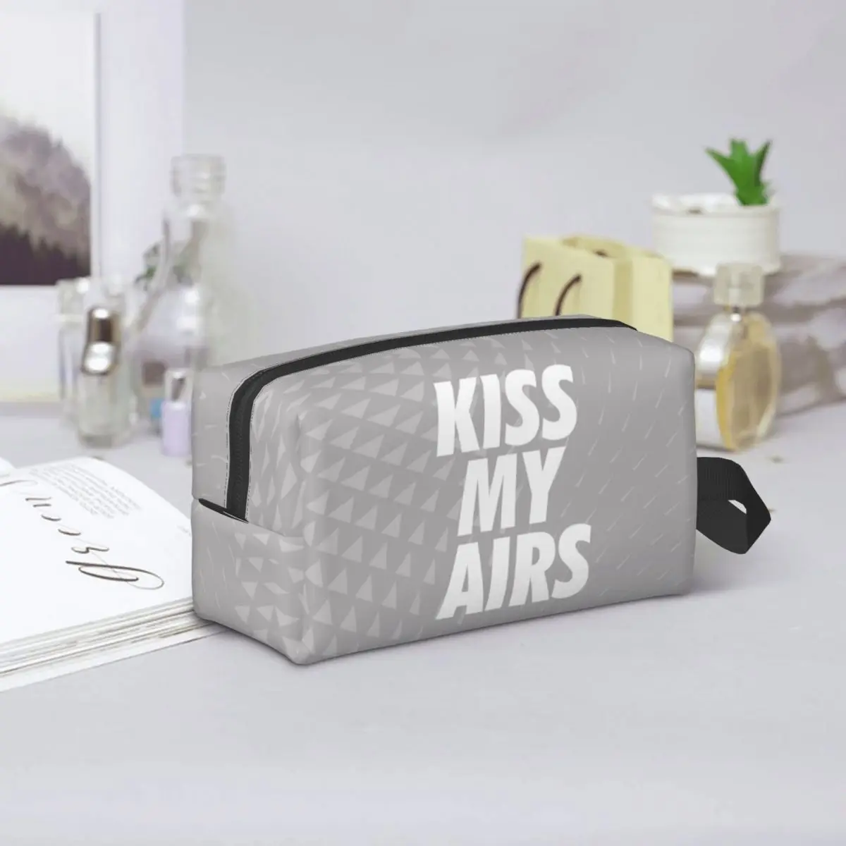

Kiss My Airs Sneaker Head Hype Grey & White Makeup Bag Cosmetic Organizer Storage Dopp Kit Toiletry Cosmetic Bag for Women