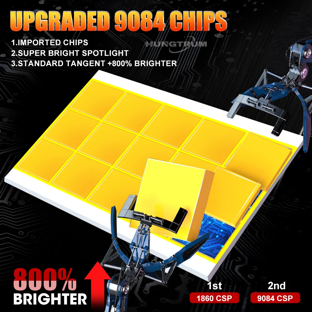H7 LED Headlight Bulb 2PCS, 30 PCS 9084 CSP Chips +800% Brightness 6500K Xenon White, Triple Copper Heatpipe 12000RPM Turbo Fan
