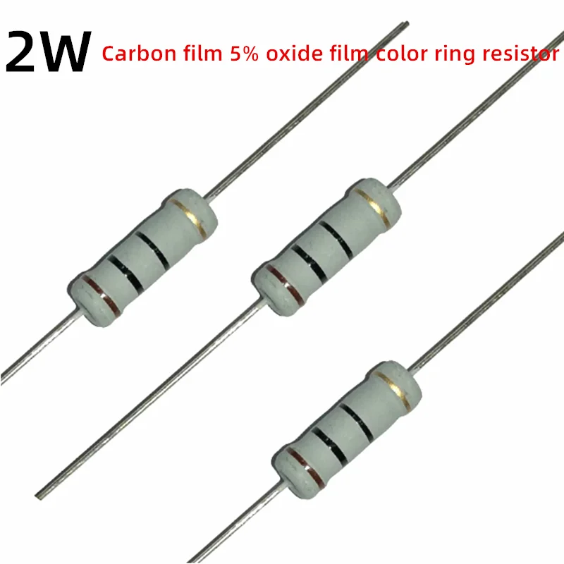 50PCS 2W Carbon film 5% oxide film color ring resistor 0.1R 0.15R 0.2R 0.3R 2.2R 3R 39R100R 910R 1K 2.2K 1M 3.3M 6.8M 10M 2.2M