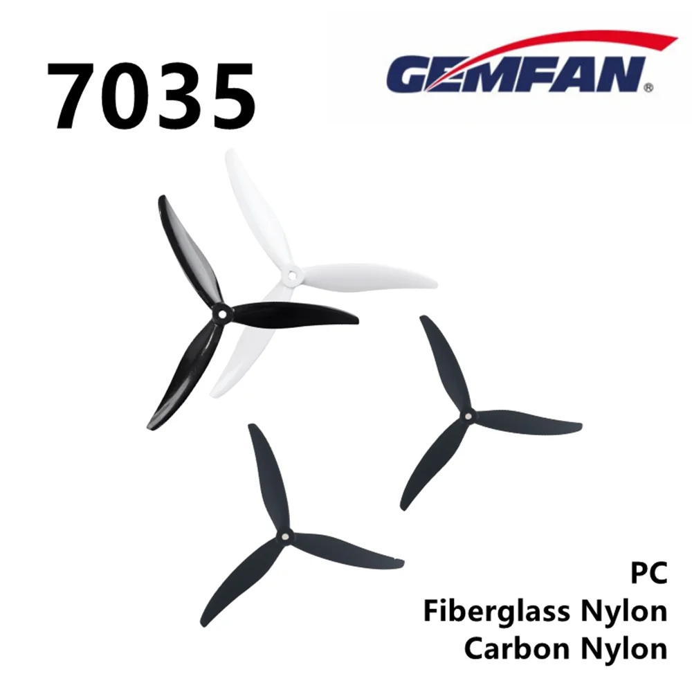 

Hurricane 7035 3 Blade Propeller Gemfan Reinforced PC fiberglass Carbon Nylon Props Freestyle FPV Cinelifter Drone Part 4Pair/8P