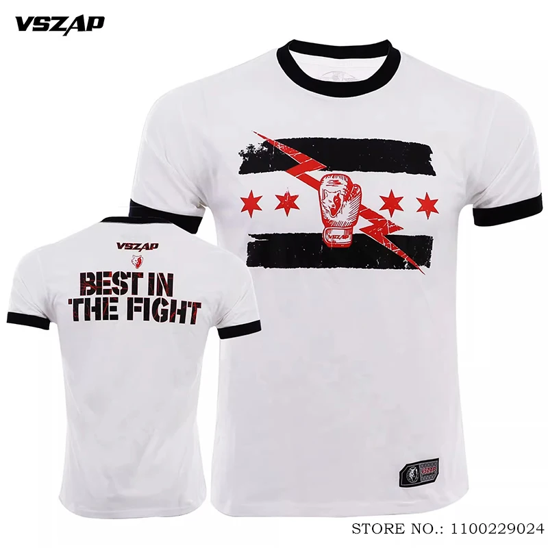 Vszap Muay Thai T-Shirt Cotton BJJ Jiu Jitsu MMA Training Tank Top White Martial Arts Sparring Grappling Kickboxing Boxing Gift