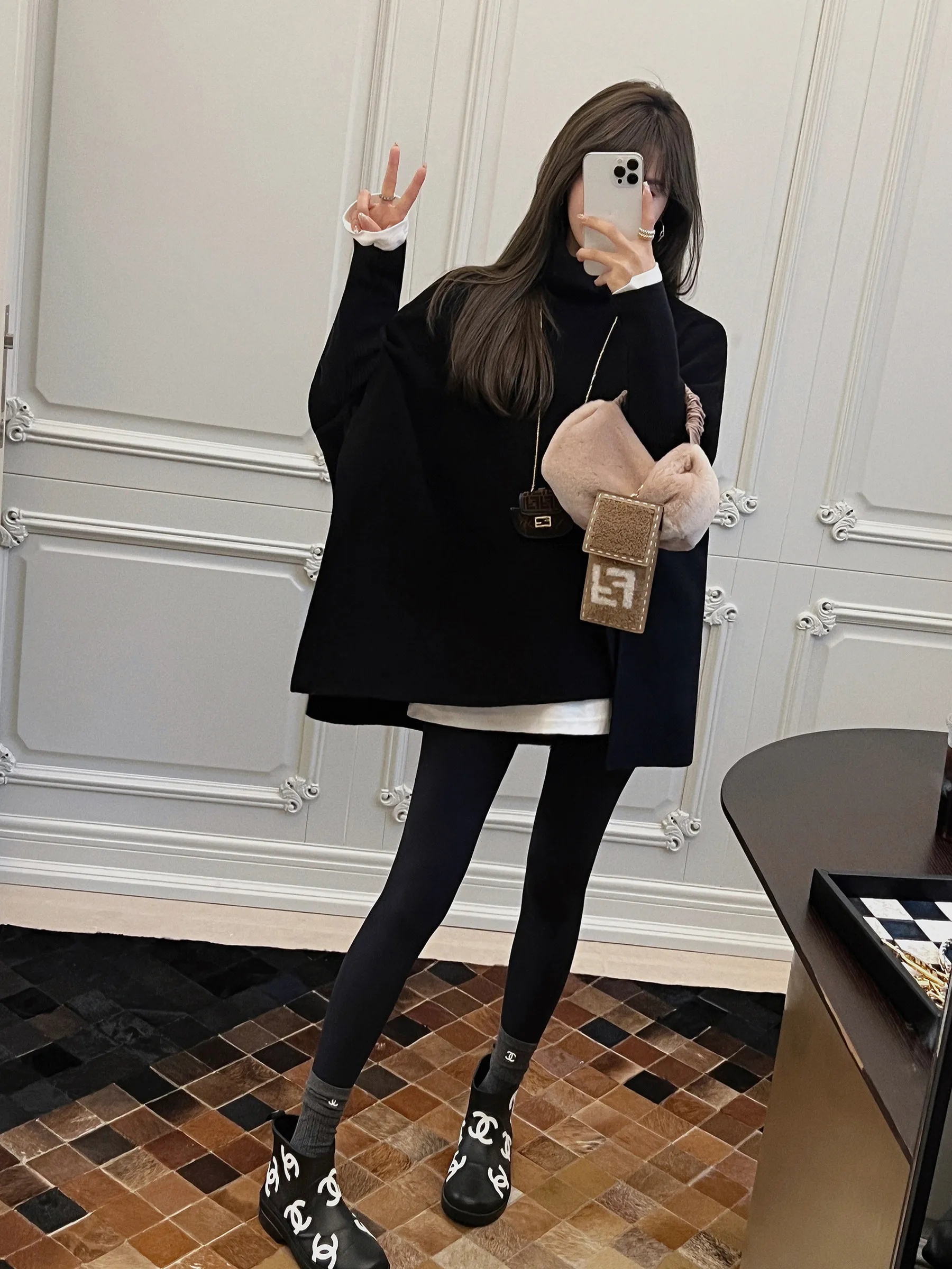 

Новый зимний модный женский шерстяной свитер Rubbit Chic с длинными рукавами-крылышками, двусторонний, вязаный, свободного кроя