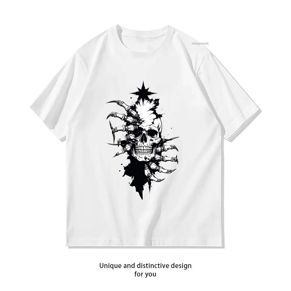 Skull Claw Impact Design  Casual Cotton Short Sleeve Tee for Men Women
