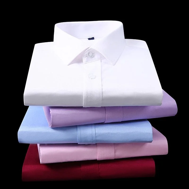 

Summer White Men's Dress Shirt Large Size Business Formal Wear Short Sleeve Shirt Leisure Iron-Free Cotton Shirts for Men 37-52