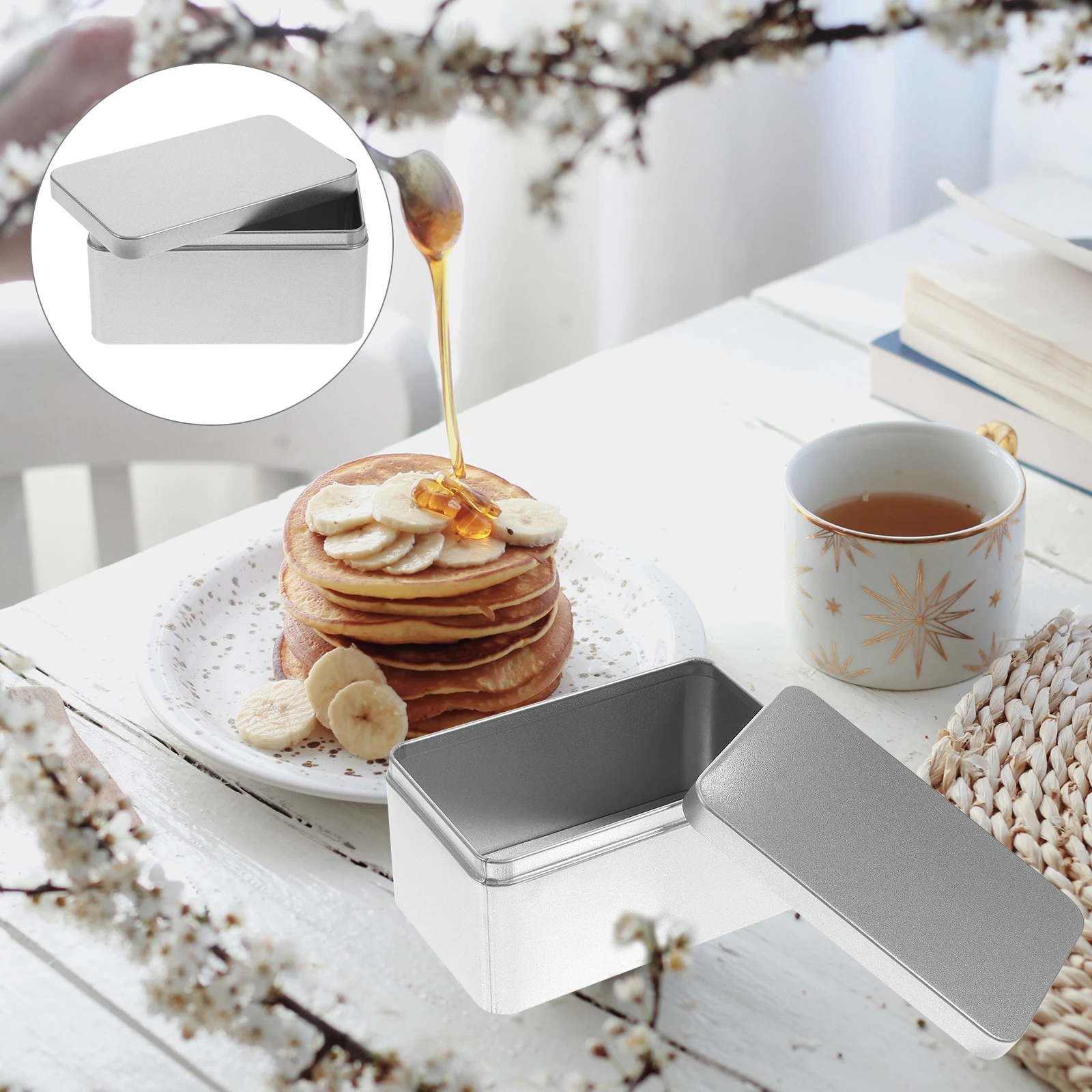 

Rectangular Mini Portable Tinplate Box 13x8x6cm Tea Leaf Storage Container Candy Organizer Home Storage Box Metal Snack