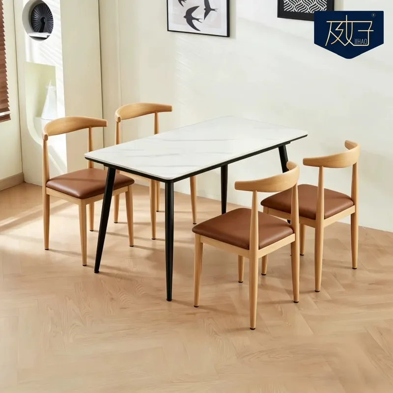 Commercial Slate Dining Table And Chair Set For Fast Food Snack Bar Restaurant Canteen Durable Modern Furniture Combo
