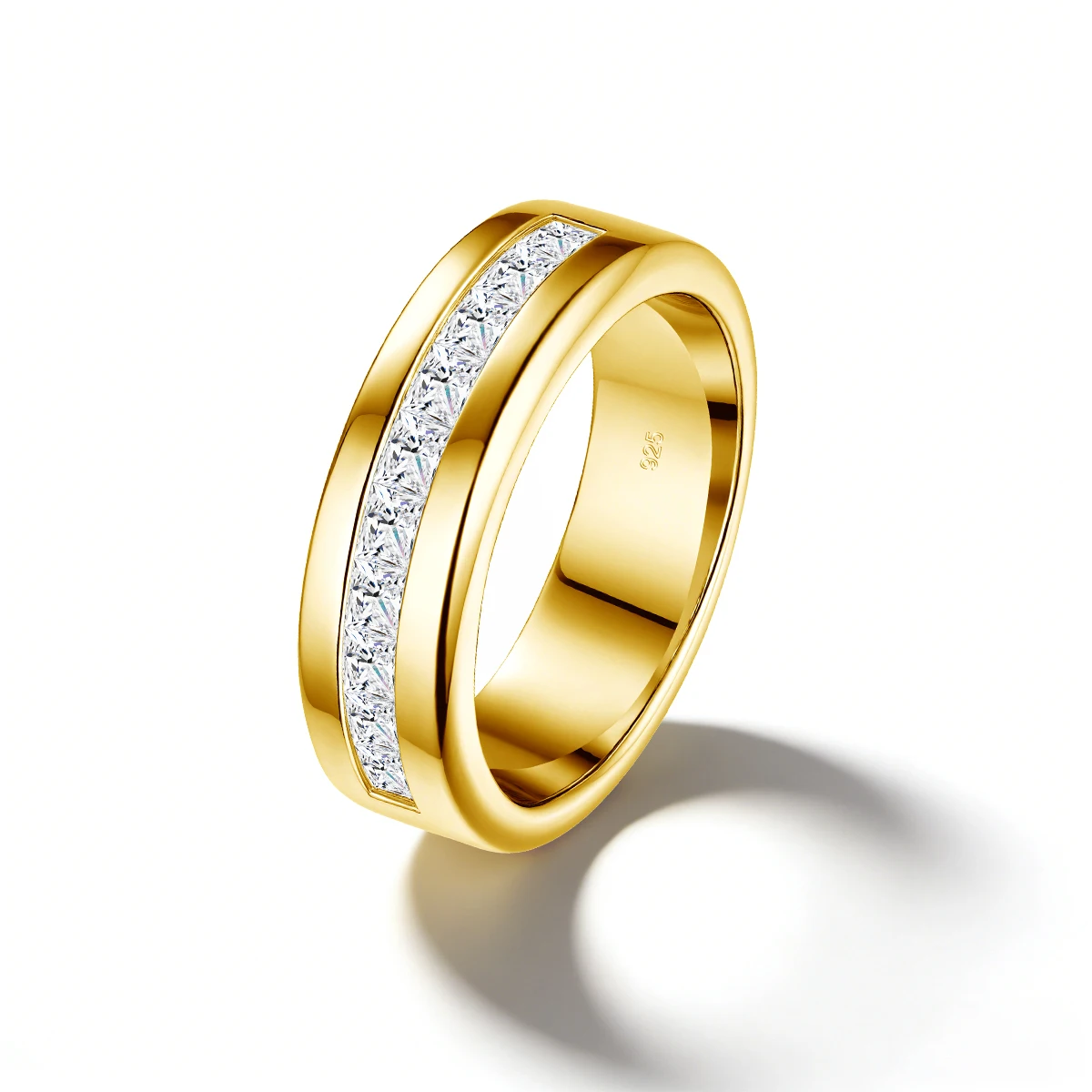 

925 Silver Certified Moissanite Mens Plated 18k Gold Wedding Band Romantic Couples Engagement Rings Women Jewelry Gifts