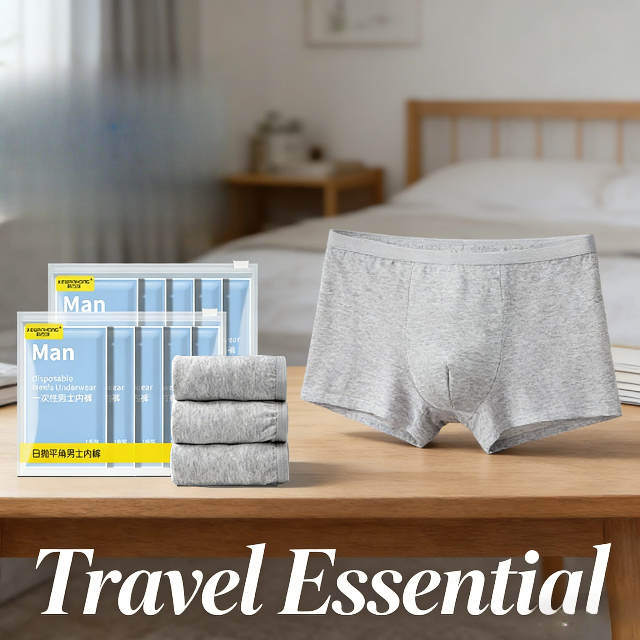 Men's Disposable Boxers Briefs Travel Underwear Portable Individually Wrapped for Hotel Trip Daily Disposable Shorts