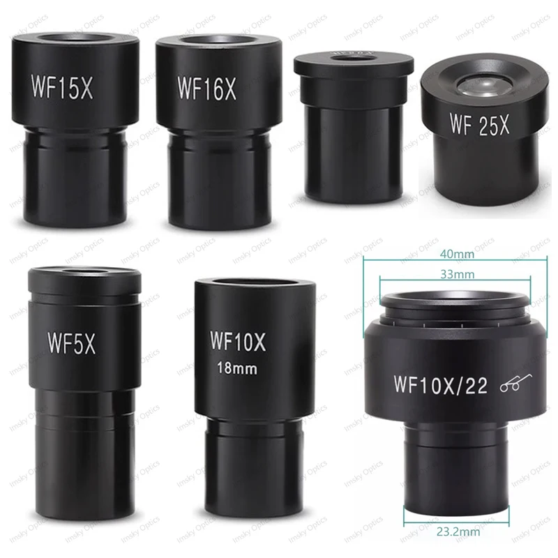 2 szt. Mikroskop biologiczny szerokokątny okular soczewka ze szkła optycznego 23.2mm interfejs WF5X WF10X WF16X WF20X WF25X