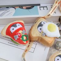 Soft Pizza Penguin Plush Keychain Japanese Style Cartoon Croissant Penguin Doll Pendant Omelette Toast Plush Stuffed