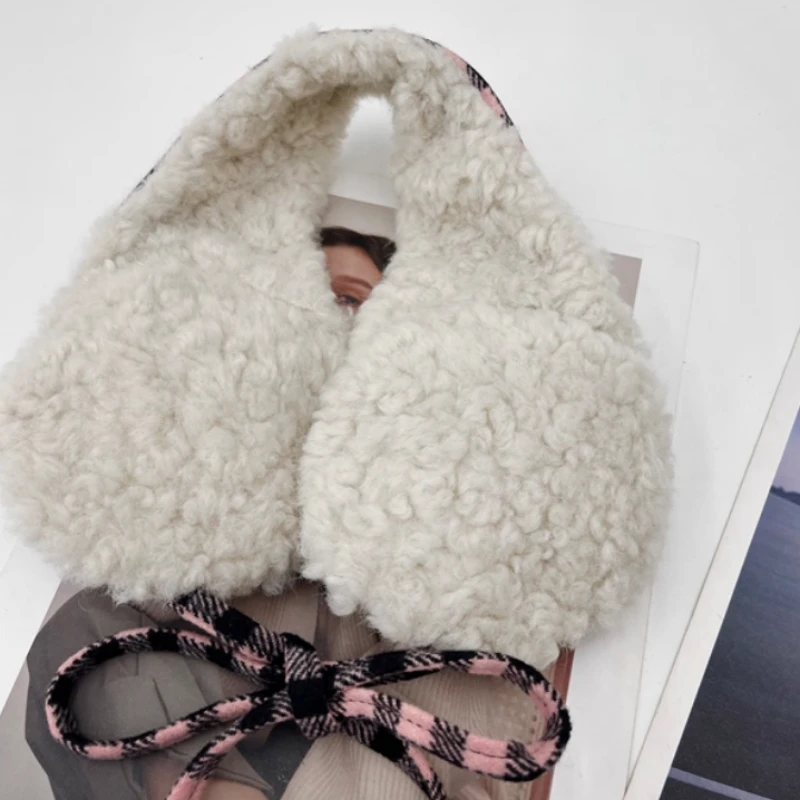 الكورية اللون منقوشة أفخم غطاء للأذنين المرأة الشتاء موضة الفن الأدبي سميكة الدراجات حماية الأذن الدانتيل متابعة عقال