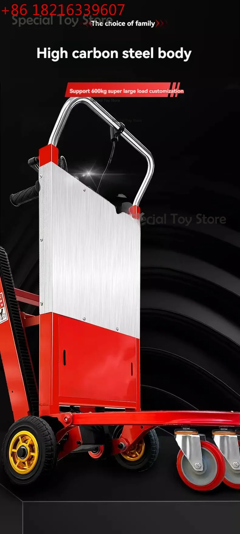 YAO 400KG Electric Stair Climbing Vehicle Crawler-type Up and Down Stair Climber Vehicle Trolley Flat Truck Staircase Tool