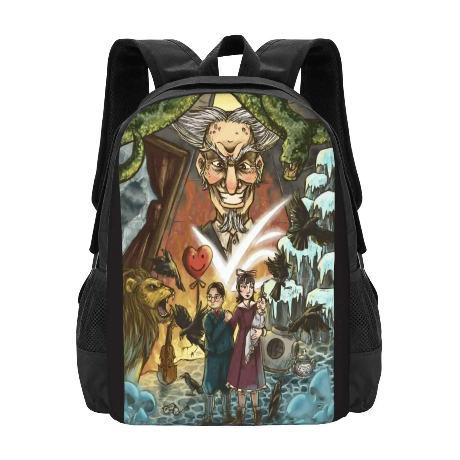 Unfortunate Events Hot Sale Schoolbag Backpack Fashion Bags Series Unfortunate Events Snicket Count Olaf Baudelaire Violet