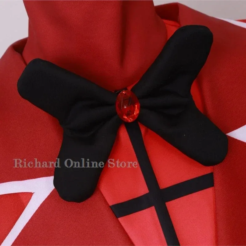 

Hazbin Alastor Cosplay Costume Wig Red Demon Suit Halloween Anime Cosplay Party Men Women Outfit Prop Microphone Accessories