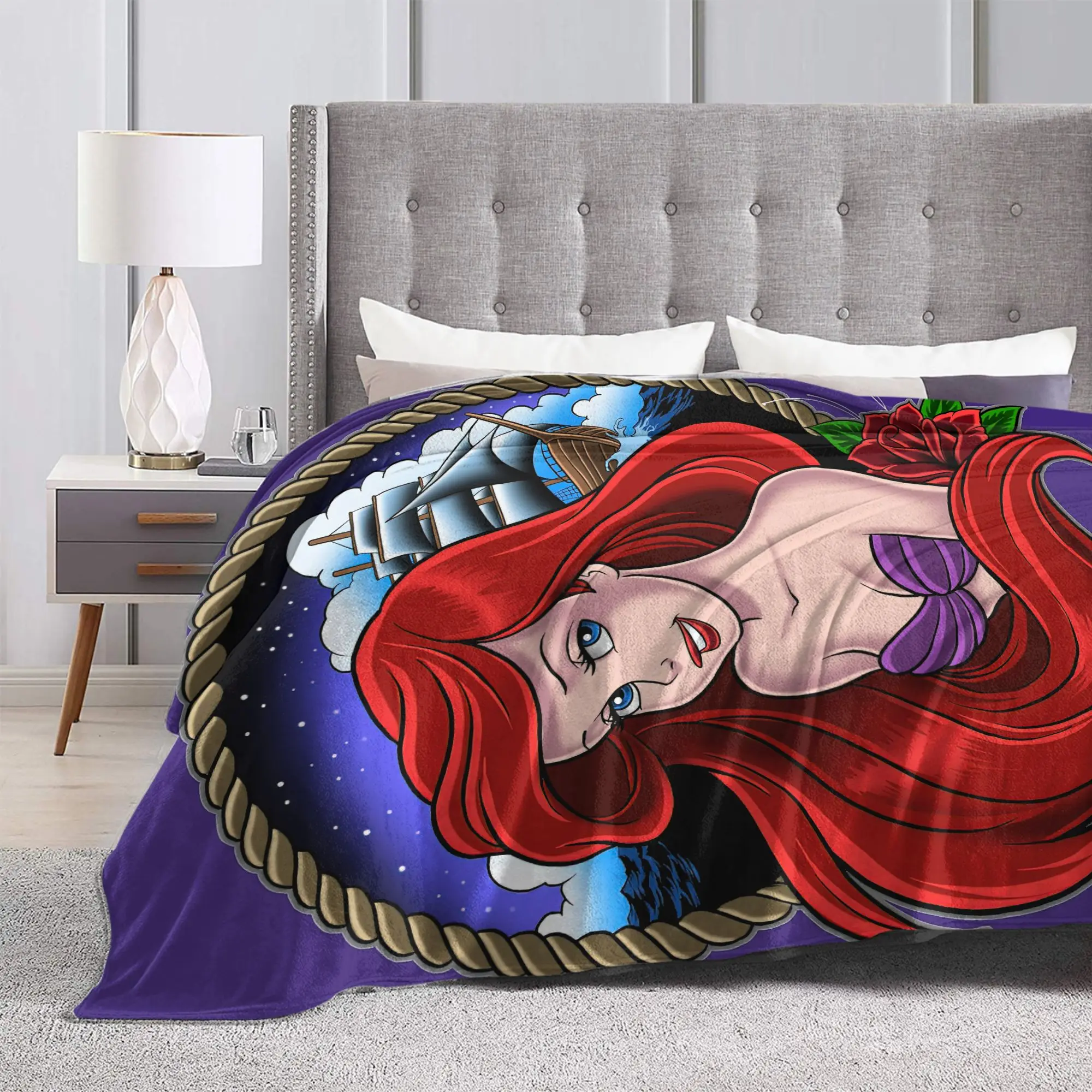 جزء من بطانية عالمك ليتل ميرميد الصوف الجدة لينة رمي بطانية للمنزل مطعم الصيف