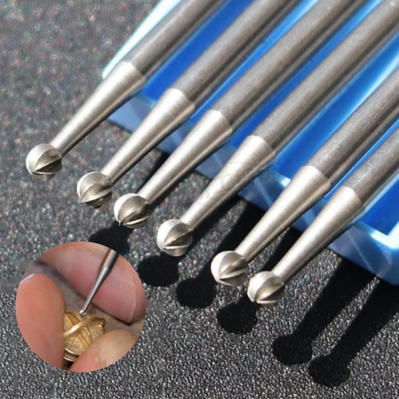 Ball Burs Tungsten Steel Engraving Carving Knife 2.35 Shank Olive Amber End Mill Router Bit Wood Milling Cutter