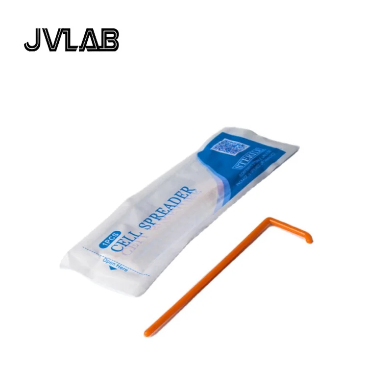 Cell Spreader L-shape Polystyrene Cell Culture Dish Coating Stick Orange Cell Seeded Push Scraper Sterile Individually Packing