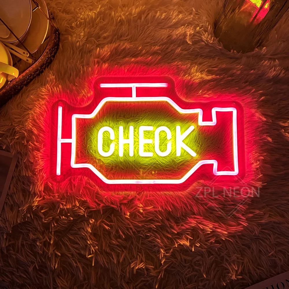 

Check Engine Neon Signs Garage Auto Workshop Repair Room Decor Wall Hanging Neon Light Led Signs 4s Car Shop Decor Neon Led Sign