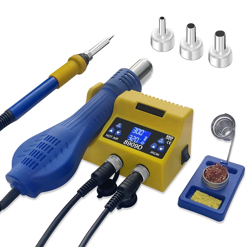

8909D 700W Hot Air Gun Soldering Station 110V/220V Dual Digital Display 2-in-1 Controllable Temperature Electric Soldering iron