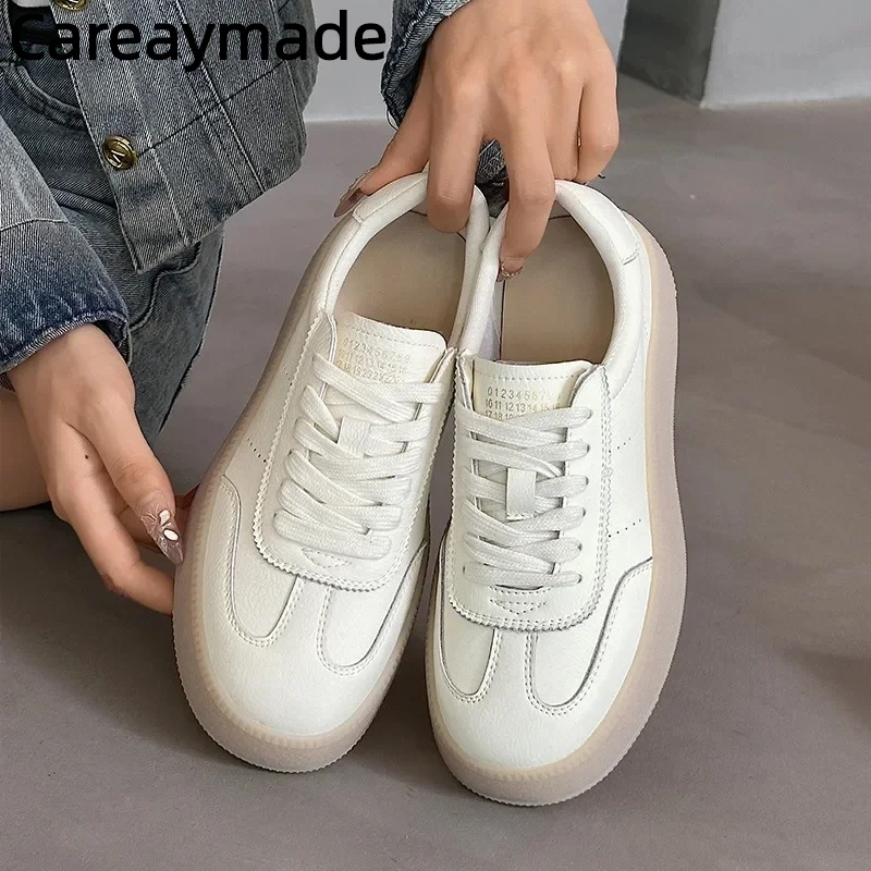 

Careaymade-Natural Cow Genuine Leather Platform Wedge Causal Autumn Flats Fashion Thick Bottom Women Chunky Sneakers Shoes