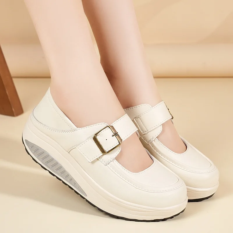 ENJOYOU Plus Size Women's Outdoor Travel Rocking Shoes, Athletic Shoes, Nurse Shoes, White Single Shoes For Export