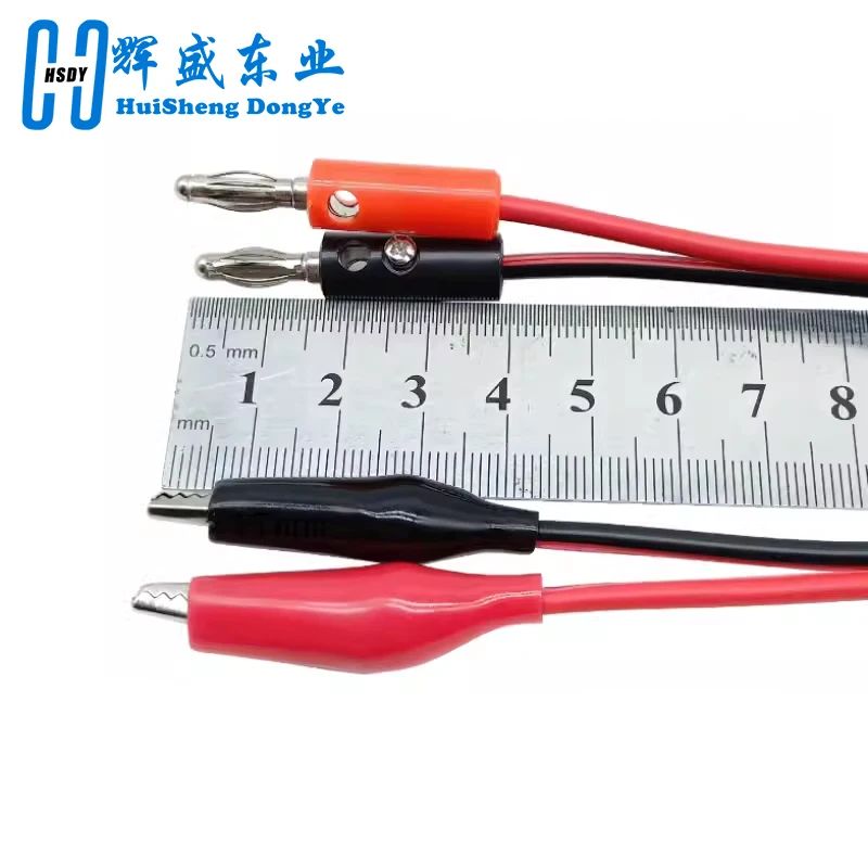 4MM Dual Alligator Clip to Banana Connector Oscilloscope Test Probe Cable 1M 3FT Red Black