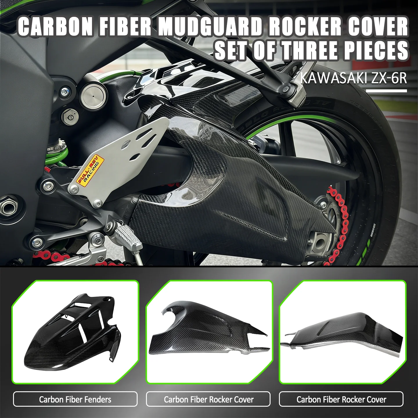 Für Kawasaki Ninja ZX6R ZX-6R ZX636 Motorrad Carbon-Faser Links Rechts Schwingenschutzabdeckung ZX6R Carbon-Faser Schutzblech 2009-2026