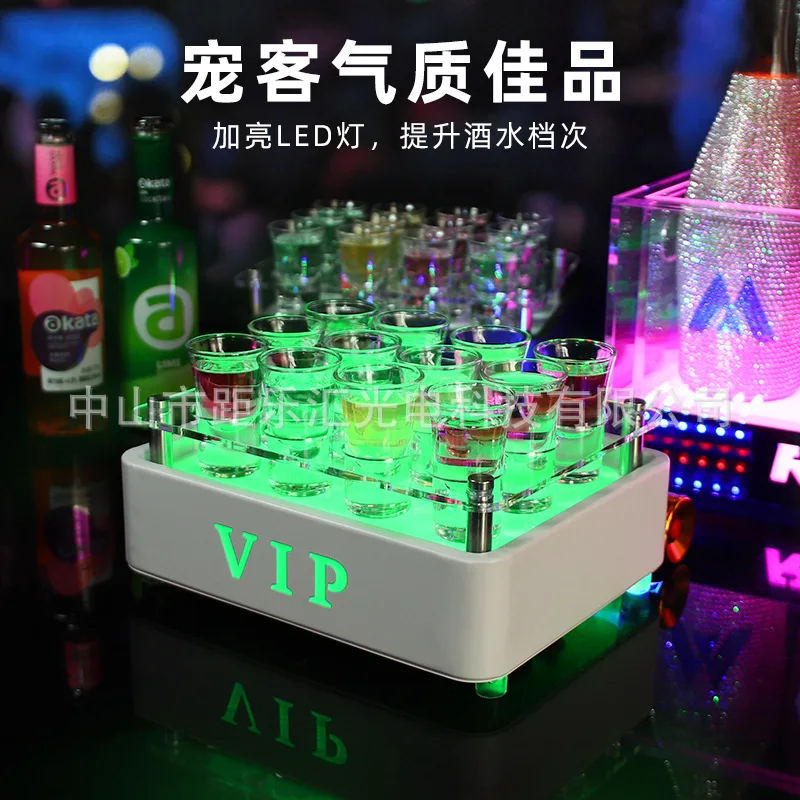 Portavasos LED luminoso de un solo disparo, portavasos tipo bala para Bar, vaso para espíritus, vaso para golondrina, portavasos colorido para cóctel, estante para vino