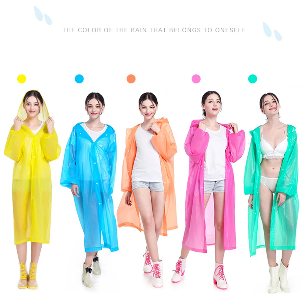 

3pcs Light Eva Raincoat Durable Windproof Waterproof Hooded Adult Rain Poncho Portable Outdoor Raincoat For Hiking