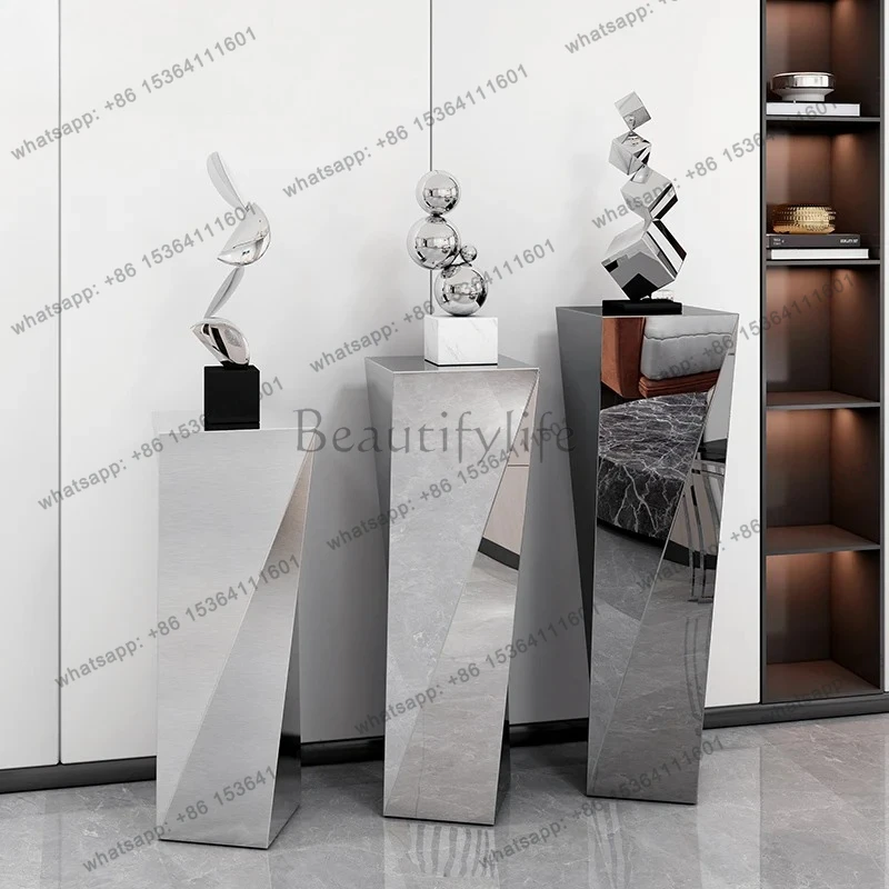 flower stand living room rack TV cabinet edge floor ornament minimalist stainless steel sculpture table home decor