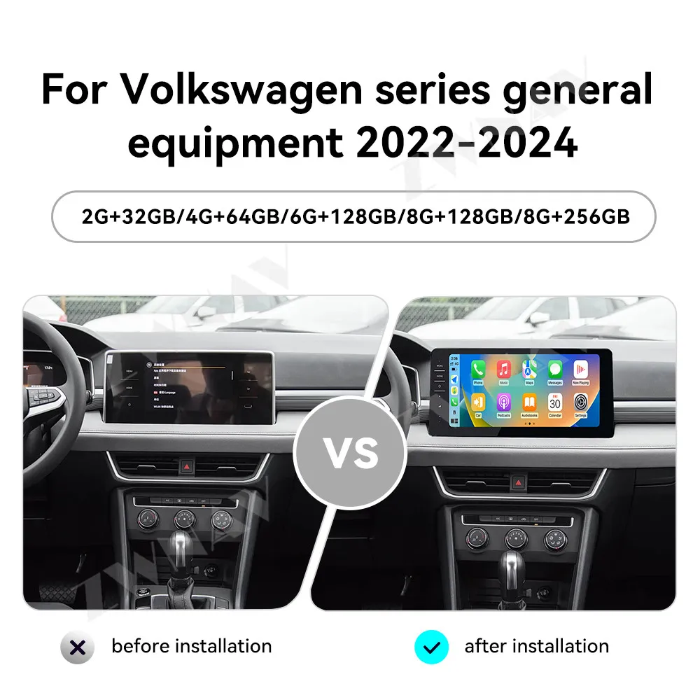 

Android 14 12.3 Inch Carplay For Volkswagen series general equipment 2022-2024 Car Radio GPS Navigation Radio Multimedia Player