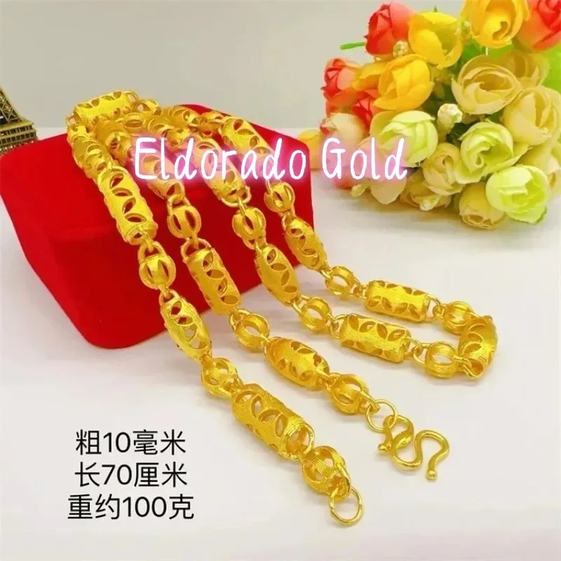 

Eldorado Gold Eldorado Gold Eldorado Eldorado Men's Boutique 9999 24K Real Gold Hollow M-buckle Men's Necklace Cylindrical Nec