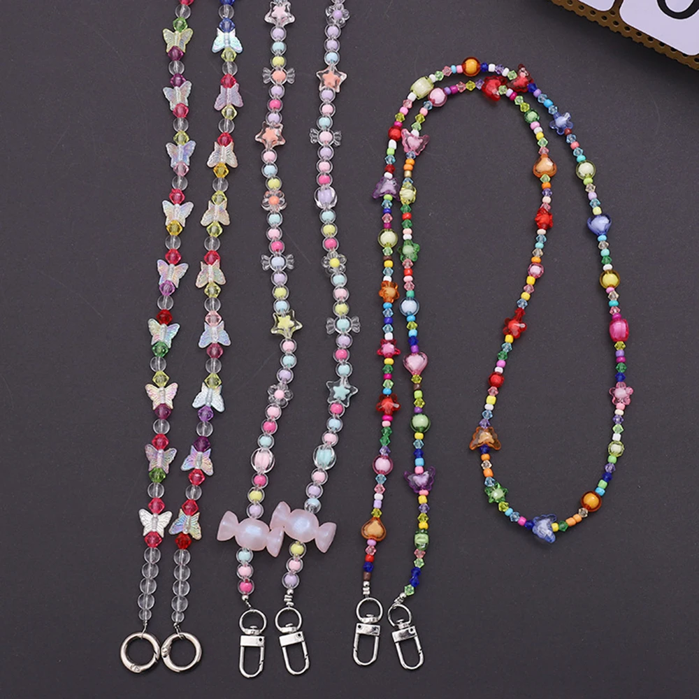 

Long Mobile Phone Lanyard Pearl Crossbody Necklace Chain Strap Hand-beaded Universal Buckle Clip for iphone Samsung Phone Case