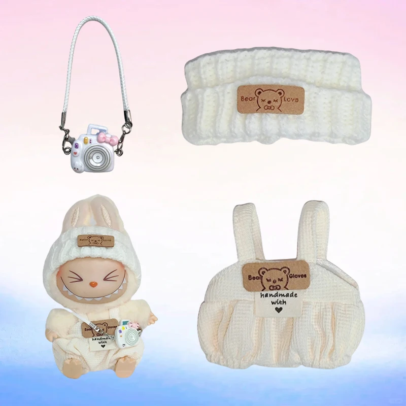 Accessori di abbigliamento per mini bambole da 17 cm per la Corea Kpop Exo Labubu Idol V1 V2 Felpa per scacchi Giacca Sciarpa Set Abbigliamento regalo