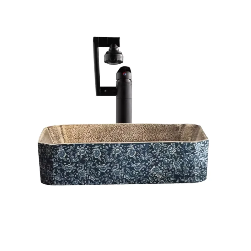 

Octagonal high-end countertop basin hand washing household ceramic balcony bathroom washing bed and breakfast retro style