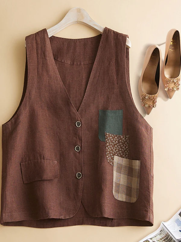 

Художественный винтажный свободный жилет большого размера для женщин, верхняя одежда на весну-лето, стройнящий, для полных женщин (большой размер)