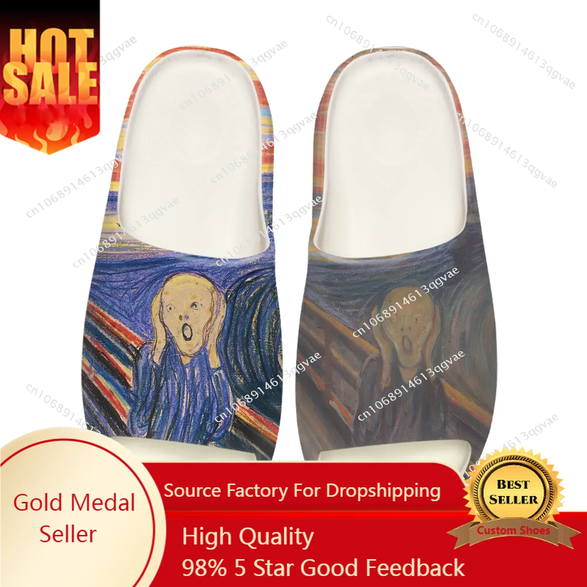 

Edvard Munch The Scream Soft Sole Sllipers Home Clogs Customized Water Shoes Mens Womens Teenager Stepping On Shit Beach sandals