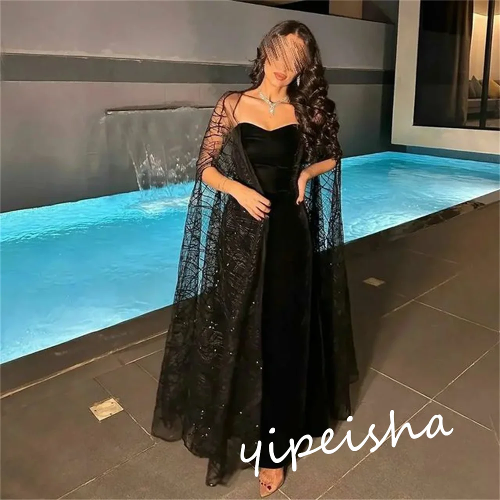 Jiayigong Prom Velour Drappeggiato Fidanzamento A-line Senza spalline Abito da occasione su misura Abiti midi