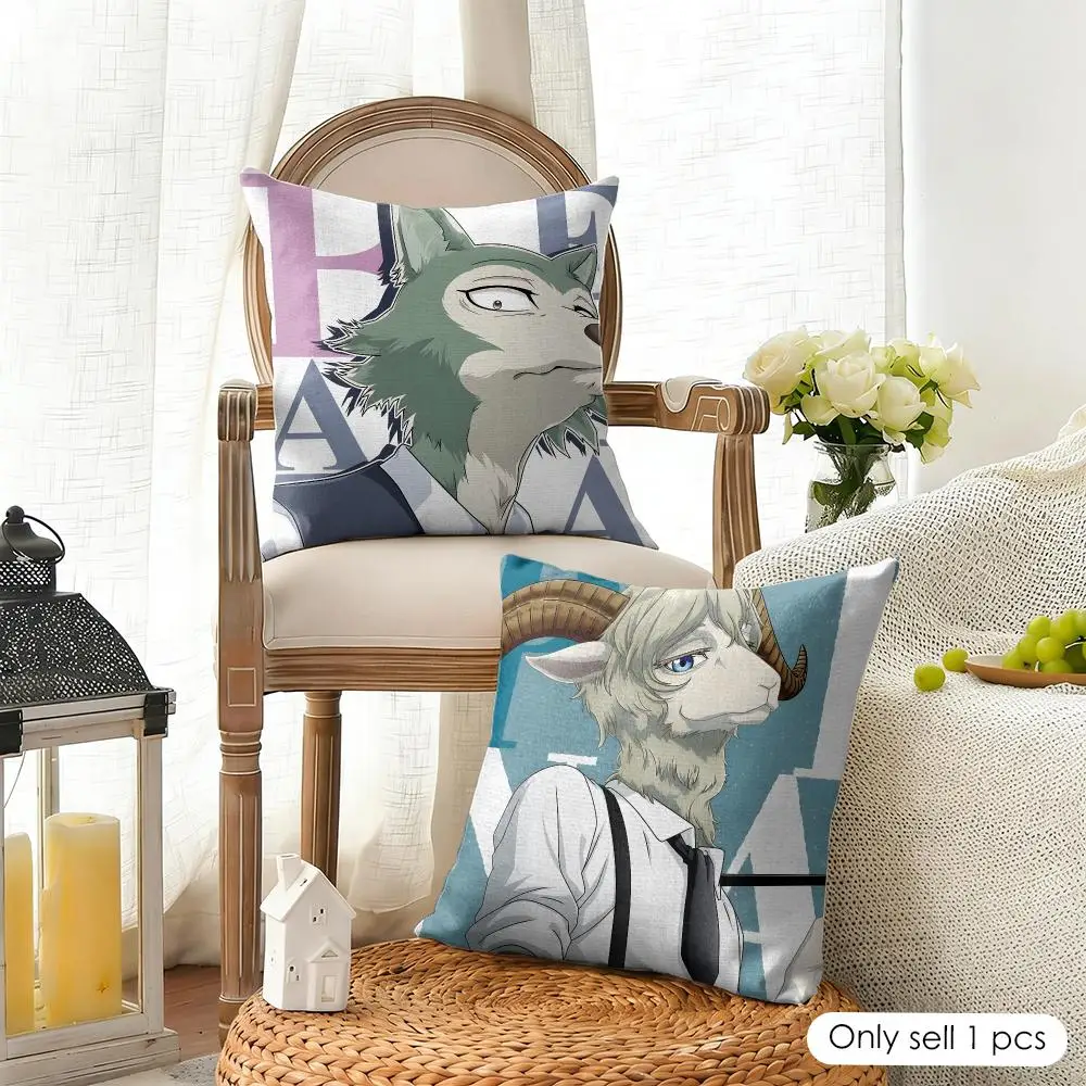 Japanese Anime B-BEASTARS Cushion Cover Organic Linen Square Pillow Case Durable Non-Allergenic And Kind To Skin